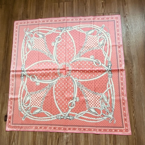 100% silk Vibrant Red Scarf with White and Black Accents - Picture 10 of 13